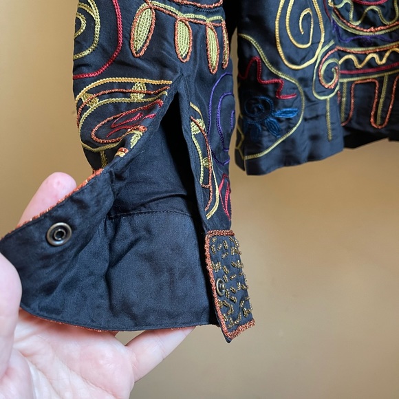 Chicos Embroidered Silk Jacket - Picture 7 of 9